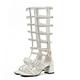 HJGTTTBN Sandals For Women 2021 new women sandals Summer Ladies Fashion Casual high-heeled Knee High Boots Straps Retro buckle Shoes Sandals women sandals (Color : White, Size : 5)