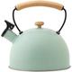 Stove Top Kettle,Whistling Kettle, for All Hob/Stove, Gas, Induction,Kettle Whistling Kettle, Tea Kettle, Food Grade Stainless Steel, Ergonomic Wooden Handle, Thickened Composite Base, Suitable(Green