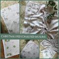 Personalised Christmas Cotton Baby Muslin, Snowflake, Stag, Name, Baby, Swaddle, Blanket, Star, Holly, Wrap, Dribble, Cloth, Sheet, Grey