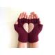 Fingerless Heart Gloves, Women Burgundy Mittens, Valentines Day Gift For Her, Handmade Unique Idea, Valentine Clothing