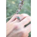 Alexandrite Engagement Ring, White Gold Leaves Leaf & Branch Ring For Woman, Unique Lab Alexandrite, Nature