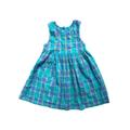 Vintage Dress Girl Bright Plaid Blue Green Summer 3-4 Floral Retro