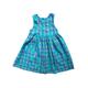 Vintage Dress Girl Bright Plaid Blue Green Summer 3-4 Floral Retro