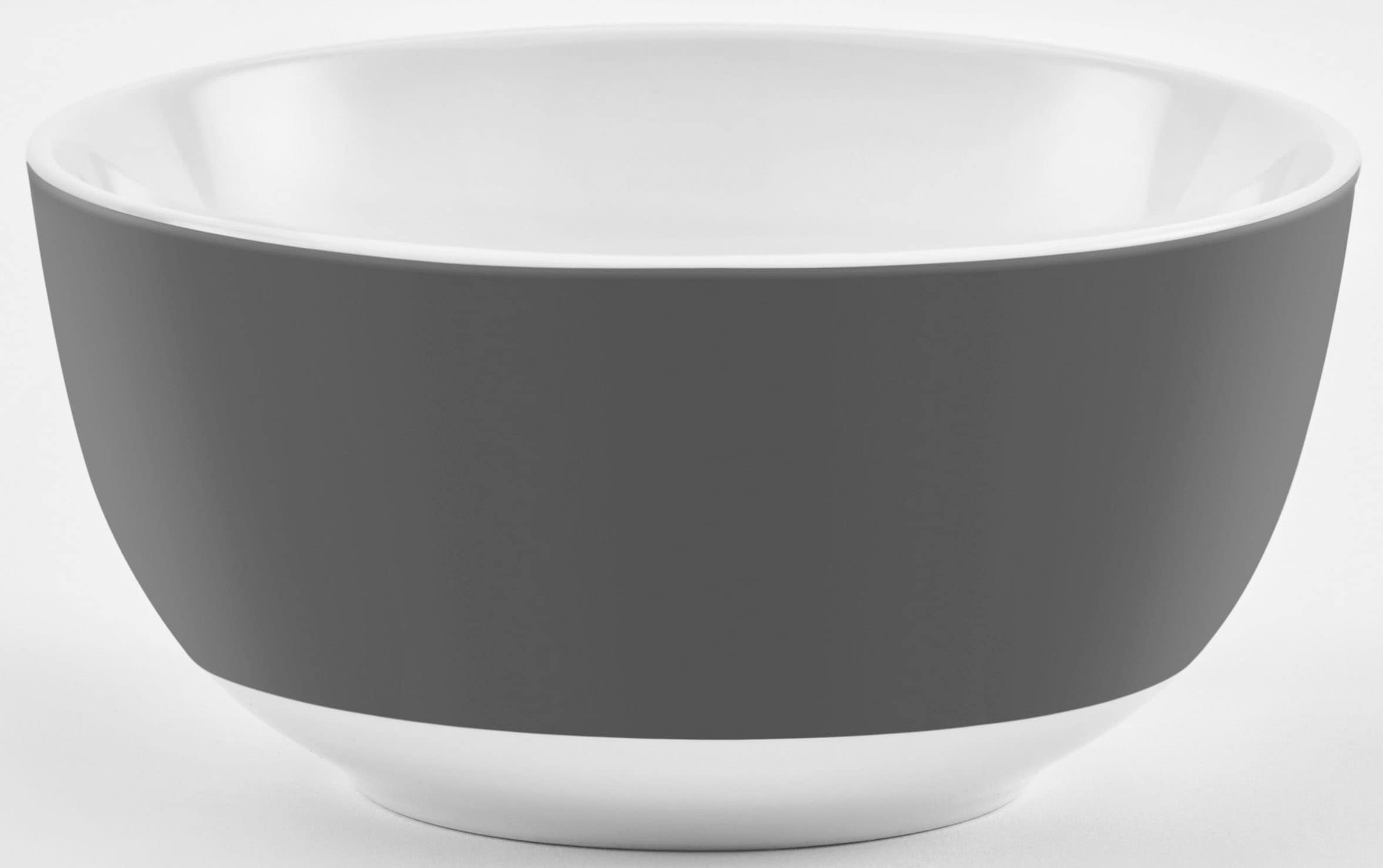 Müslischale VAN WELL "Vario", grau (grau, weiß), B:21,5cm H:14,5cm T:15cm Ø:14cm, Porzellan, Schüsseln, Müslischale, spülmaschinen- und mikrowellengeeignet, Ø 14 cm