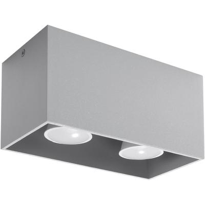 SOLLUX LIGHTING Deckenleuchte "QUAD", grau, H: 10cm, Lampen, leuchtet nieder