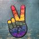 Large Pride Flag Hand Peace Sign