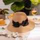 straw Boater Wide Brim Hat Black Ribbon, Vintage Elegant Wedding Rattan Hat, Boho Chic Summer Travel Holiday Raffia Seagrass Sun Floppy Hats