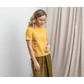 Linen Tank Top Abigail. Sunny Yellow Handmade Blouse. Short Sleeves Shirt. Women Casual T Natural Linen Top. T-Shirt