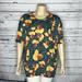 Lularoe Tops | Lularoe Nwt Size 2xl Floral Print Mid Length Sleeve Irma Tunic Knit Top Shirt | Color: Black/Gold | Size: 2x