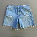 American Eagle Outfitters Shorts | American Eagle Outfitters 90s Boyfriend Long-Length Shorts Size 14 | Color: Blue/White | Size: 14