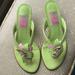 Lilly Pulitzer Shoes | Lily Pulitzer Size 7m Flyer Kitten Heel Floral Sandals Leather | Color: Green/Pink | Size: 7