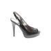 Calvin Klein Heels: Pumps Platform Cocktail Party Gray Solid Shoes - Women's Size 5 - Peep Toe