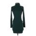 Wild Fable Casual Dress - Bodycon High Neck Long sleeves: Teal Solid Dresses - Women's Size Small