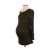 Market and Spruce Casual Dress - Bodycon Scoop Neck Long sleeves: Green Solid Dresses - Women's Size X-Small Maternity