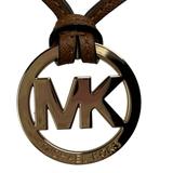 Michael Kors Jewelry | Michael Kors 2”X2” Round Gold Mk Logo Medallion Removable Cognac Leather Lanyard | Color: Gold | Size: Os