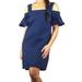 J. Crew Dresses | J. Crew Women's Navy Basketweave Cold Shoulder Dress Size Xs Side Zipper Cotton | Color: Blue | Size: Xs