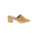 Steve Madden Mule/Clog: Slip-on Chunky Heel Casual Gold Solid Shoes - Women's Size 8 1/2 - Almond Toe