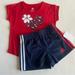 Adidas Matching Sets | Adidas Girls 2 Piece Shirt And Short Set Size 12 Months | Color: Blue/Red | Size: 12mb