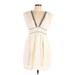 Boston Proper Casual Dress - Mini V Neck Sleeveless: Ivory Solid Dresses - Women's Size 10