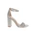 Sam Edelman Heels: Strappy Chunky Heel Glamorous Silver Shoes - Women's Size 6 - Open Toe