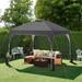 Yaheetech 10 × 10 ft Pop-Up Canopy Tent W/ 17 Solar LED Lights, White - 10′ L × 10′ W