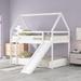 Twin Size Bunk House Bed with Slide and Ladder, Easy Assembly,Suitable for Kids, White