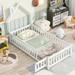 Twin House-Shaped Headboard Floor Bed with Fence