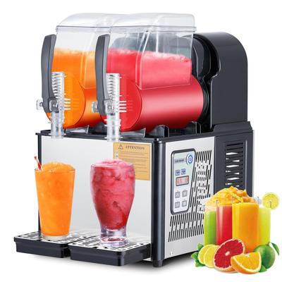 Commercial Slushy Machine, 4Lx2Tank, Self-Cleaning, for Frozen Drinks, Snow Melting