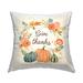 Stupell Industries Give Thanks Orange Pumpkin Flower Wreath Sentiment Outdoor Printed Pillow by Victoria Barnes | 18 H x 18 W x 7 D in | Wayfair