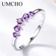 UMCHO Natürliche African Amethyst Ringe für Frauen Solide 925 Sterling Silber Stacking Ring