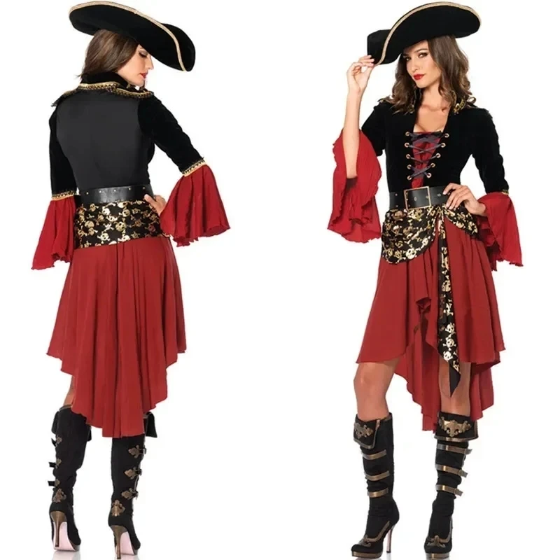 Heiße Frauen sexy Vintage mittelalter lichen Piraten Kostüm Cosplay Kleid Party Kostüm Kleidung für weibliche Erwachsene Halloween Kostüme Image