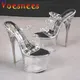 Chaussures strass Sexy pour femmes sandales à talons Super hauts modèle T Station 18CM défilé de