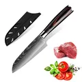 Couteau Santoku de chef de cuisine japonais motif laser Damas boucher professionnel viande