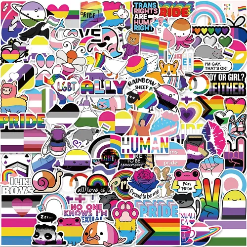 100 stücke lgbtq aufkleber regenbogen lesbisch bisexuell pan sexuelle transgender aufkleber für
