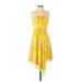 Vince Camuto Casual Dress - High/Low: Yellow Floral Dresses - Women's Size 2