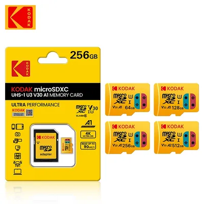 Carte mémoire Kodak A1 UHS-I 128 Go 256 Go 512 Go U3 haute vitesse Micro carte SD Flash TF carte SD