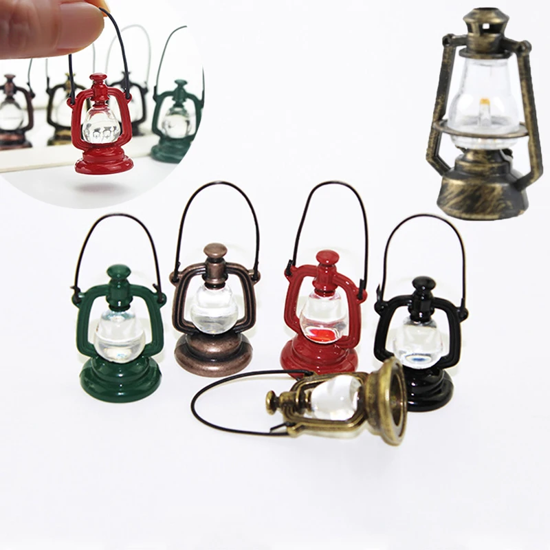 Lanterne à Kerosene Miniature 1:12, Mini lampe à huile rétro, accessoires pour maison de poupée, modèle de lanterne à Kerosene, ornements, jouets de simulation