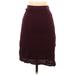 White House Black Market Casual Midi Skirt Calf Length: Burgundy Solid Bottoms - Women's Size Small