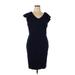 J. McLaughlin Casual Dress - Party V-Neck Short sleeves: Blue Print Dresses - Women's Size X-Large