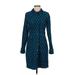 Boden Casual Dress - Shirtdress Collared Long sleeves: Teal Dresses - Women's Size 4