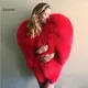Manteau Shaggy en fausse fourrure de renard pour femme veste en forme de cœur rouge esthétique de