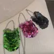 TOBO-Sac de soirée brillant en écaille de poisson en métal pochette dorée à paillettes sac à main