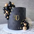 Pics à gâteaux en forme de boule couleur noir et or 30 pièces/ensemble décoration pour