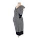Motherhood Casual Dress - Sheath: Black Stripes Dresses - Women's Size Small Maternity