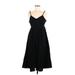 Universal Thread Casual Dress - Midi V-Neck Sleeveless: Black Solid Dresses - Women's Size Medium
