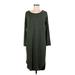 Bobeau Casual Dress - Sweater Dress Scoop Neck 3/4 sleeves: Green Dresses - Women's Size Medium