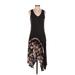 Simply Vera Vera Wang Casual Dress - Midi V-Neck Sleeveless: Brown Print Dresses - Women's Size Small