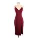 showpo Cocktail Dress - Sheath V-Neck Sleeveless: Burgundy Solid Dresses - Women's Size 4