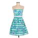 Lilly Pulitzer Casual Dress - A-Line Strapless Sleeveless: Blue Stripes Dresses - New - Women's Size 6