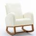 George Oliver Ladamion Rocking Chair Wood/Upholstered/Solid Wood in White | 39.76 H x 37.06 W x 27.16 D in | Wayfair
